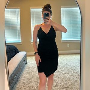 Spaghetti strap black cocktail dress